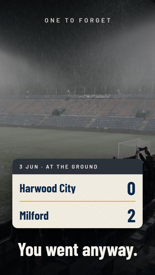 A frame from a season film: a 2–0 home defeat in the rain, and the words You went anyway